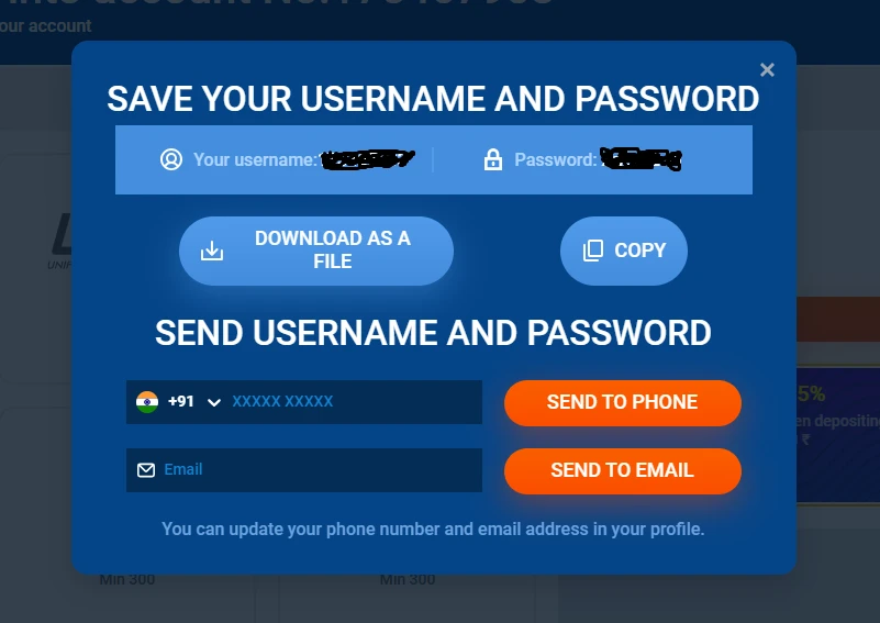 Mostbet username and password